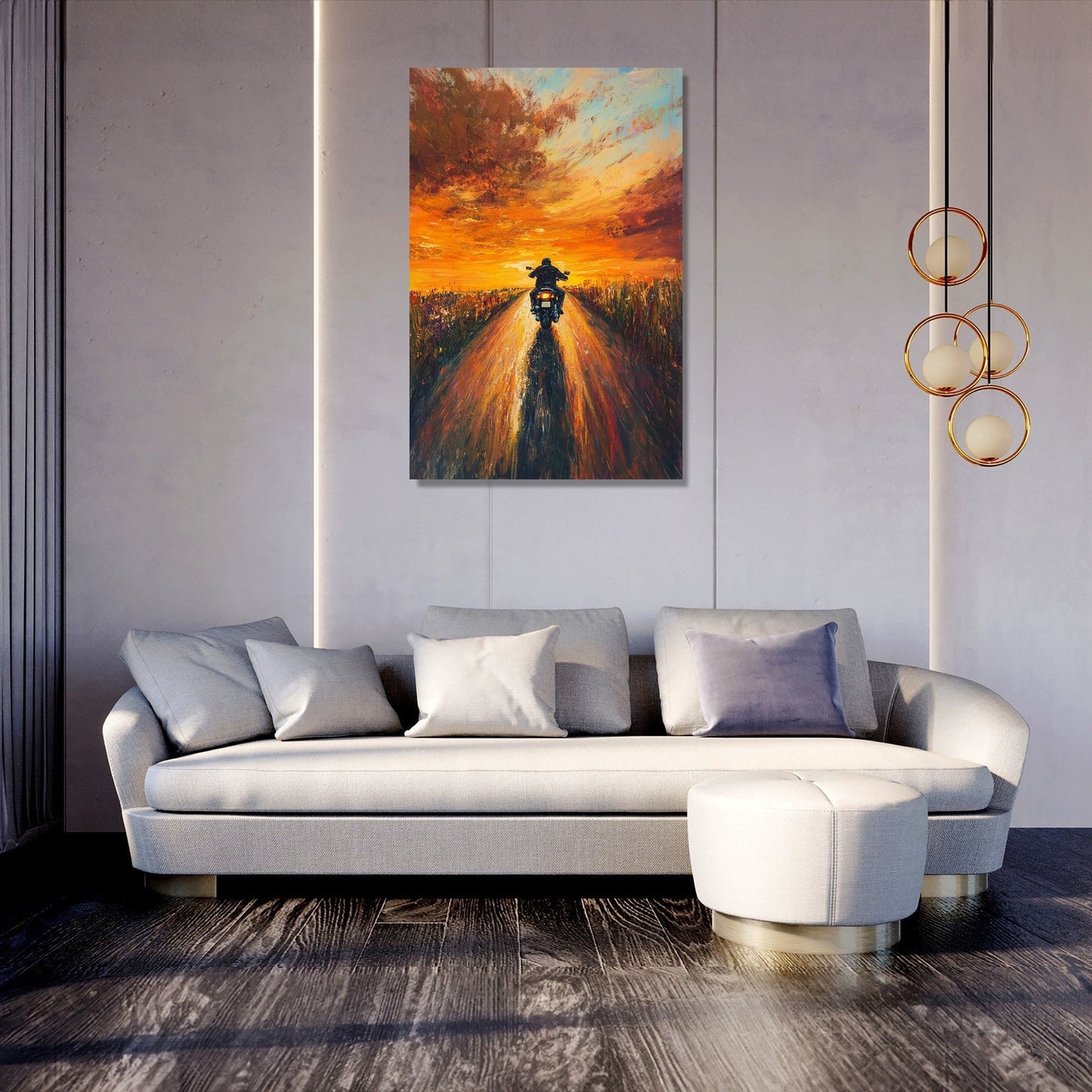 Sunset Roadway Motorbike Canvas