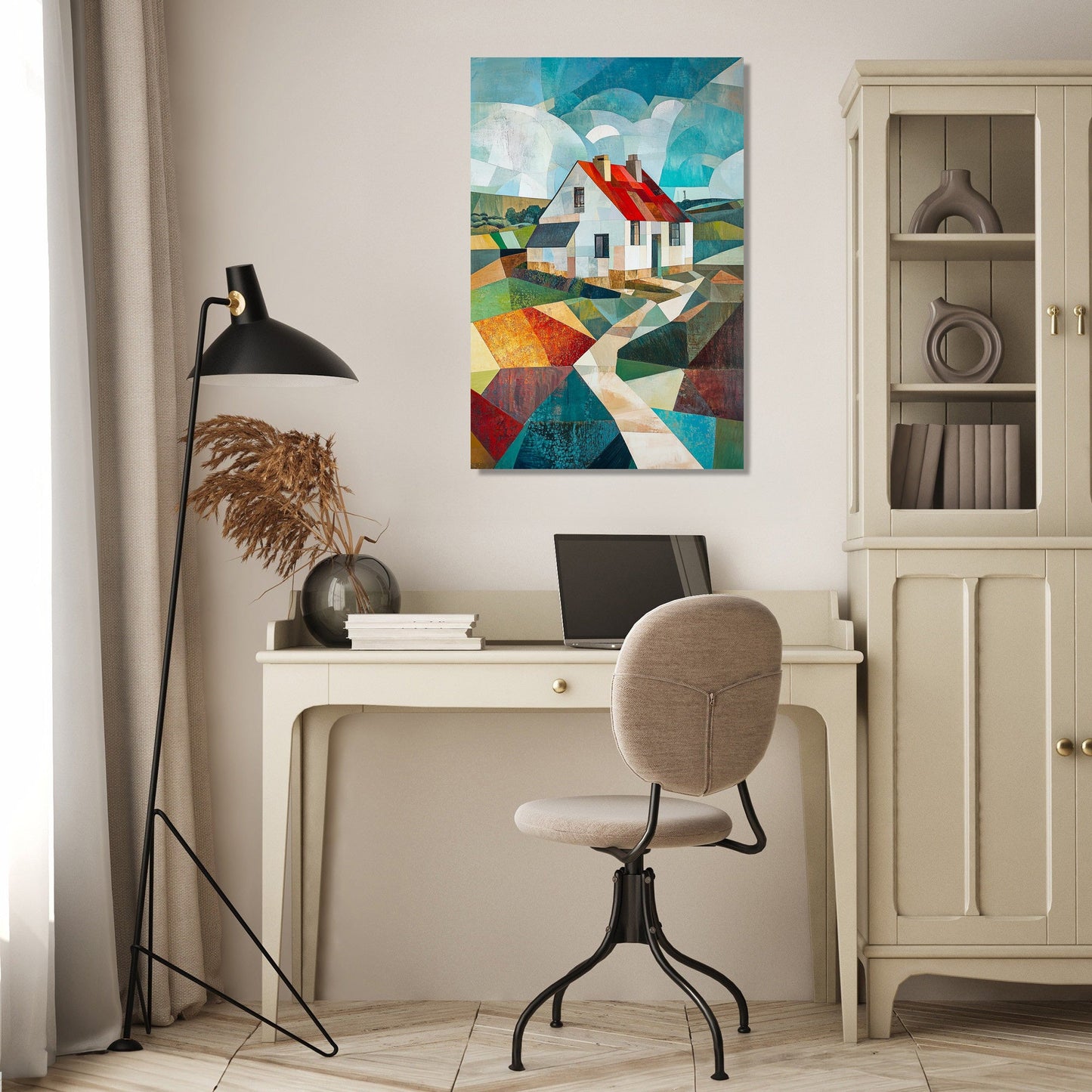 Geometric Countryside House Canvas