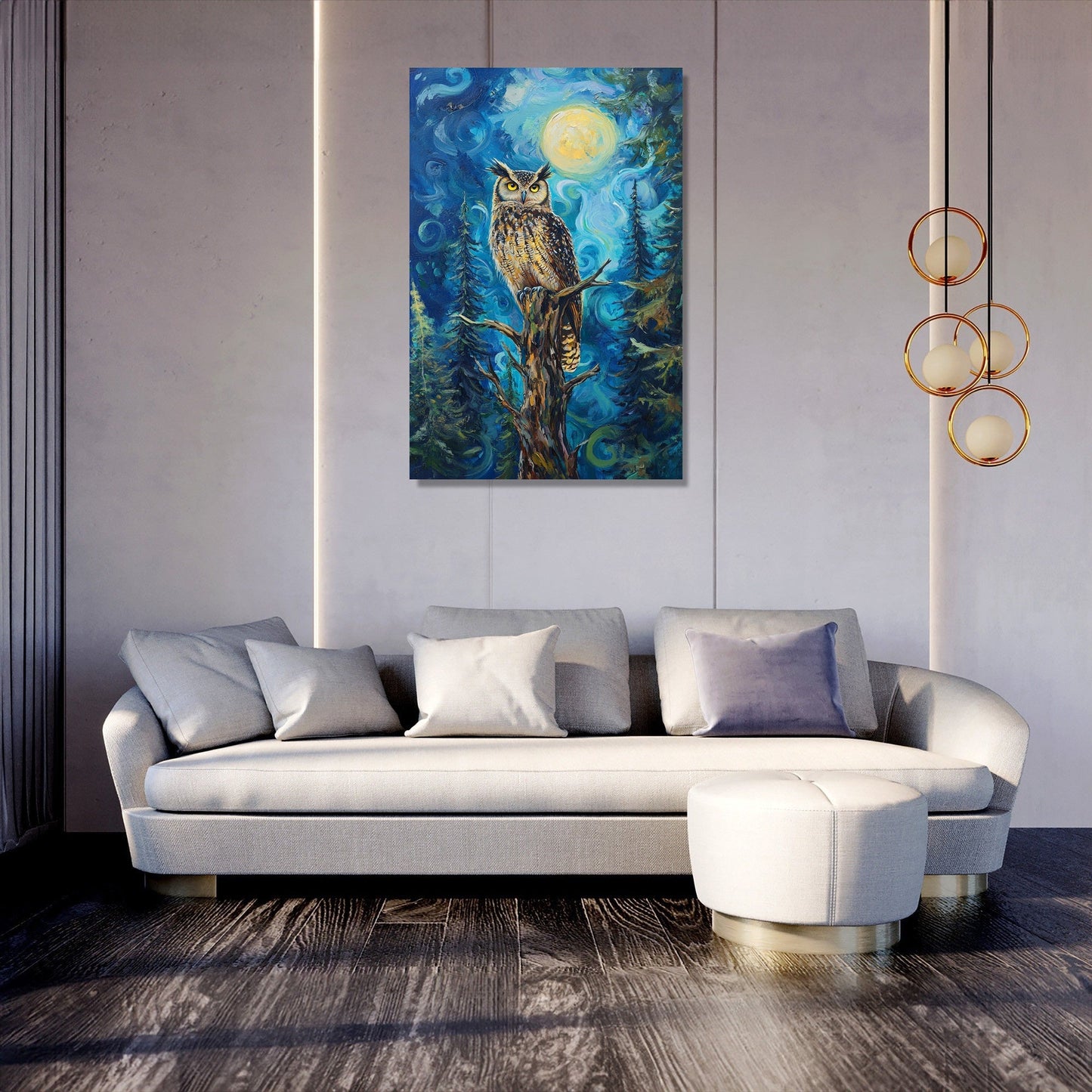 Owl's Midnight Reverie Canvas