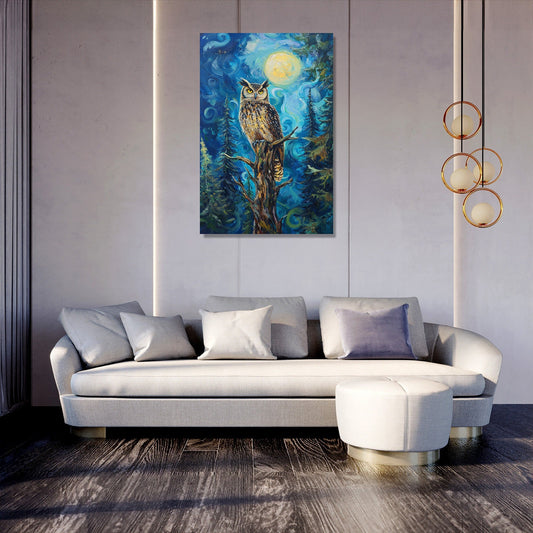 Owl's Midnight Reverie Canvas