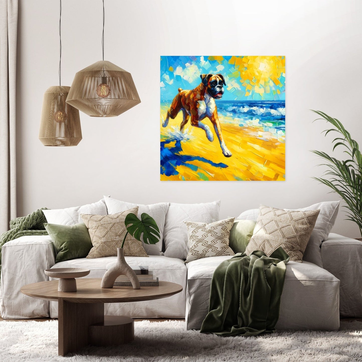 Boxer at the Beach Summer Vibes Canvas