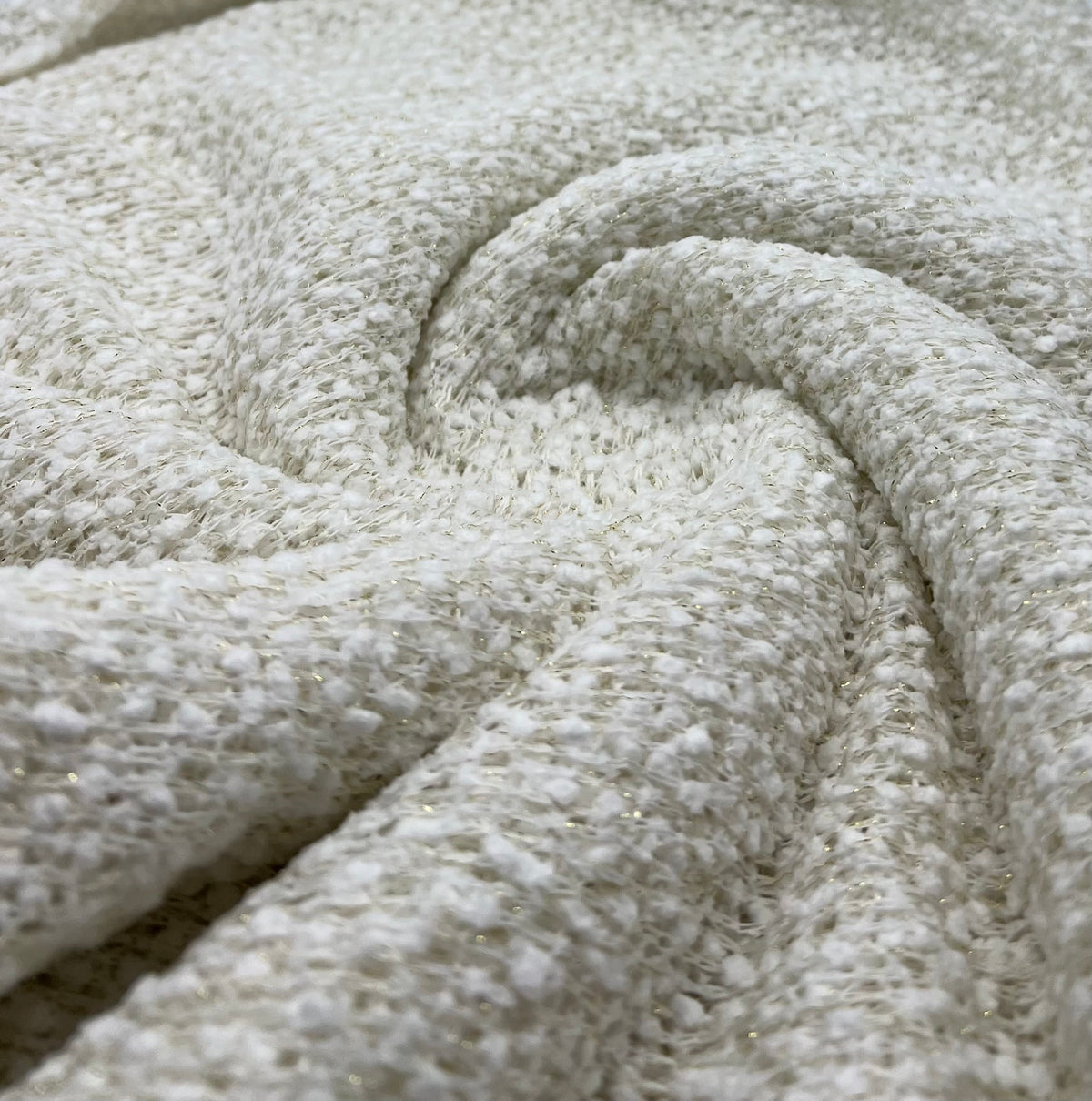 Ivory Boucle Metallic Thread Knit Fabric 2 Way Stretch Fabric