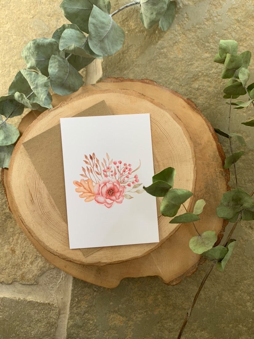 Dried Autumn Floral Bouquet Autumn Seasonal Wall Home Decor Print