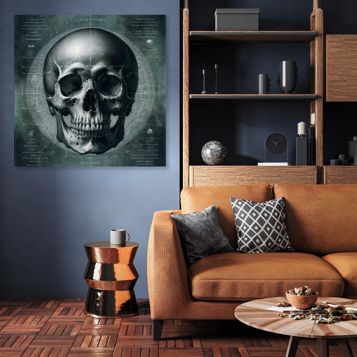 Scientific Illustration Skull Canvas