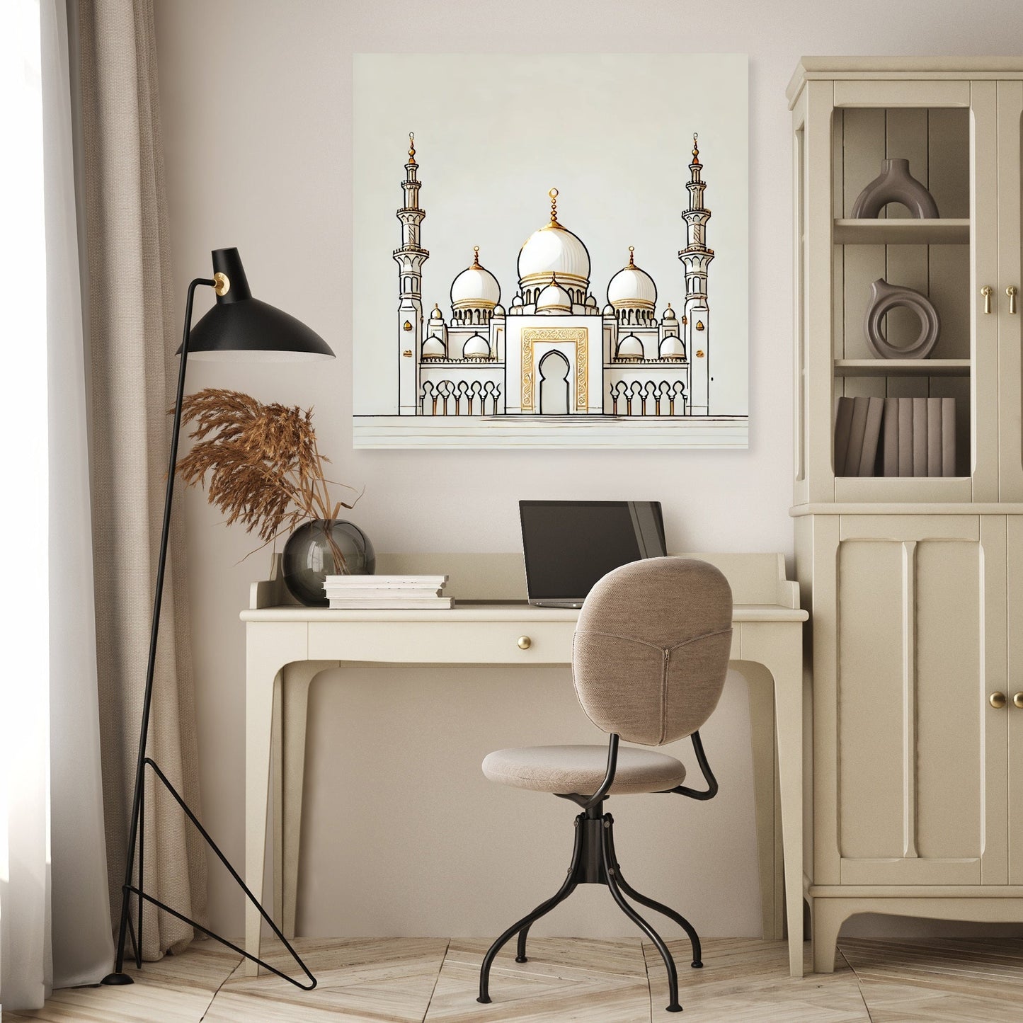 Golden Accents Islamic Temple Canvas