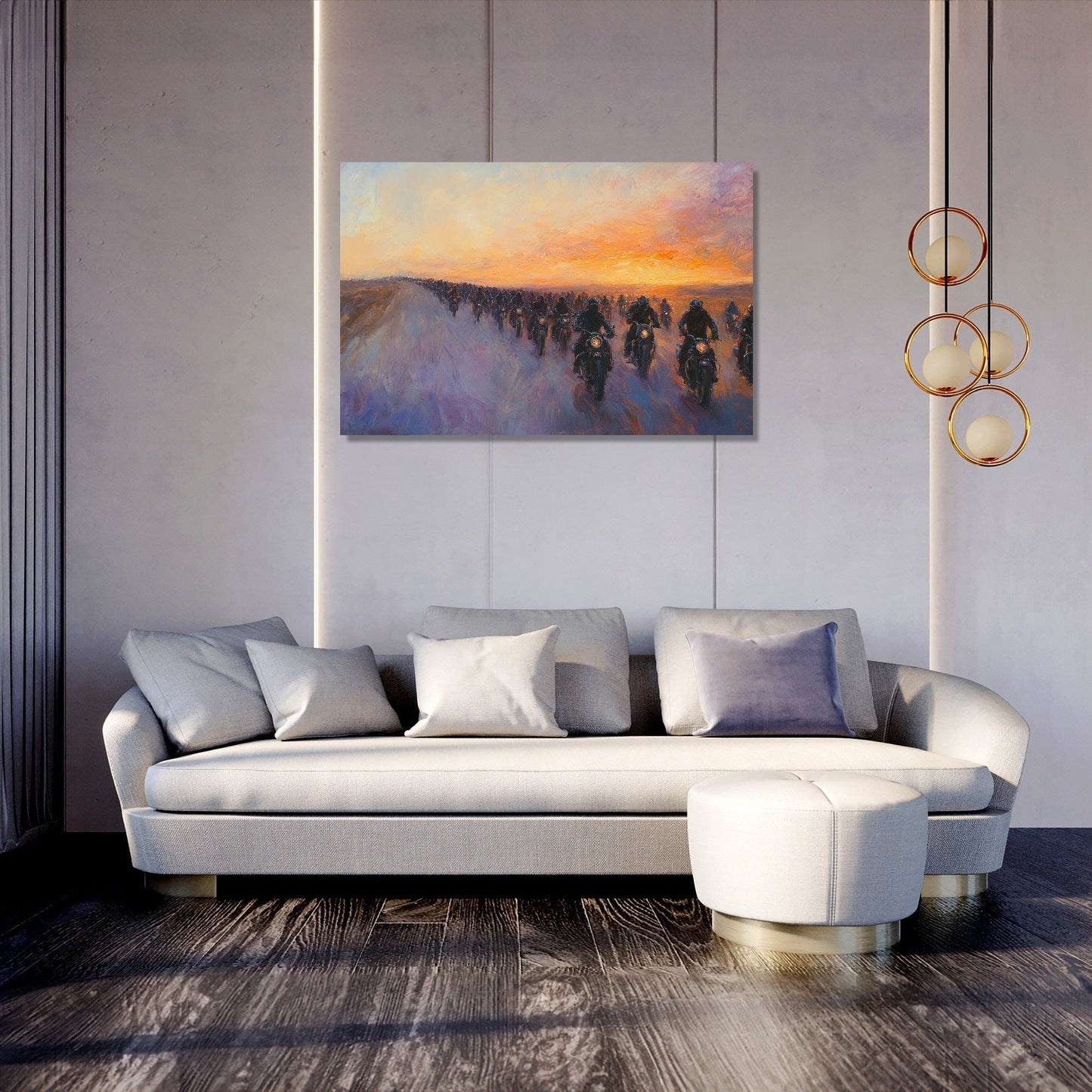 Sunset Biker Journey Canvas