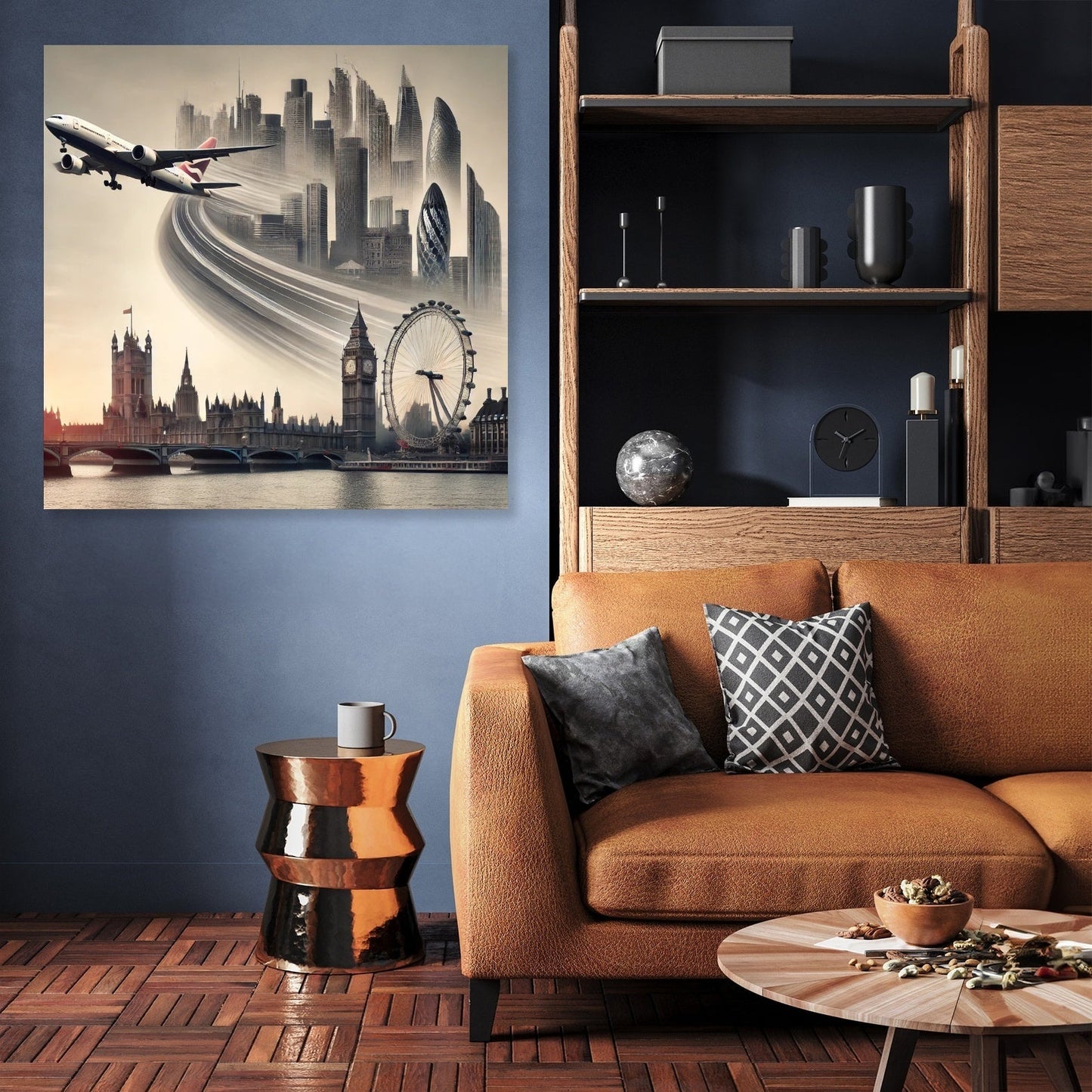 London Dreamscape Jet Canvas