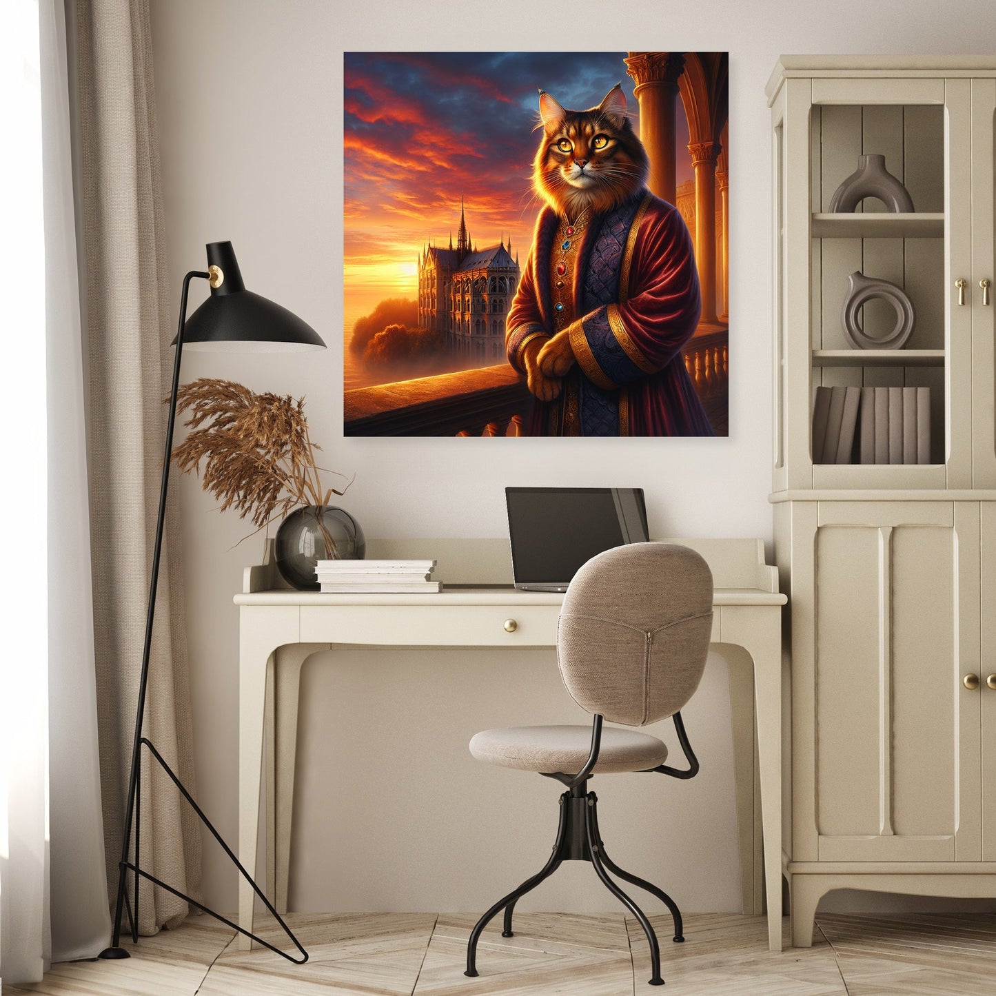 Majestic Sunset Monarch Cat Canvas