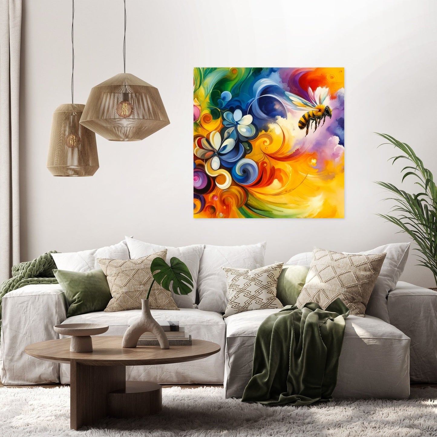Vibrant Pollination Bee Canvas