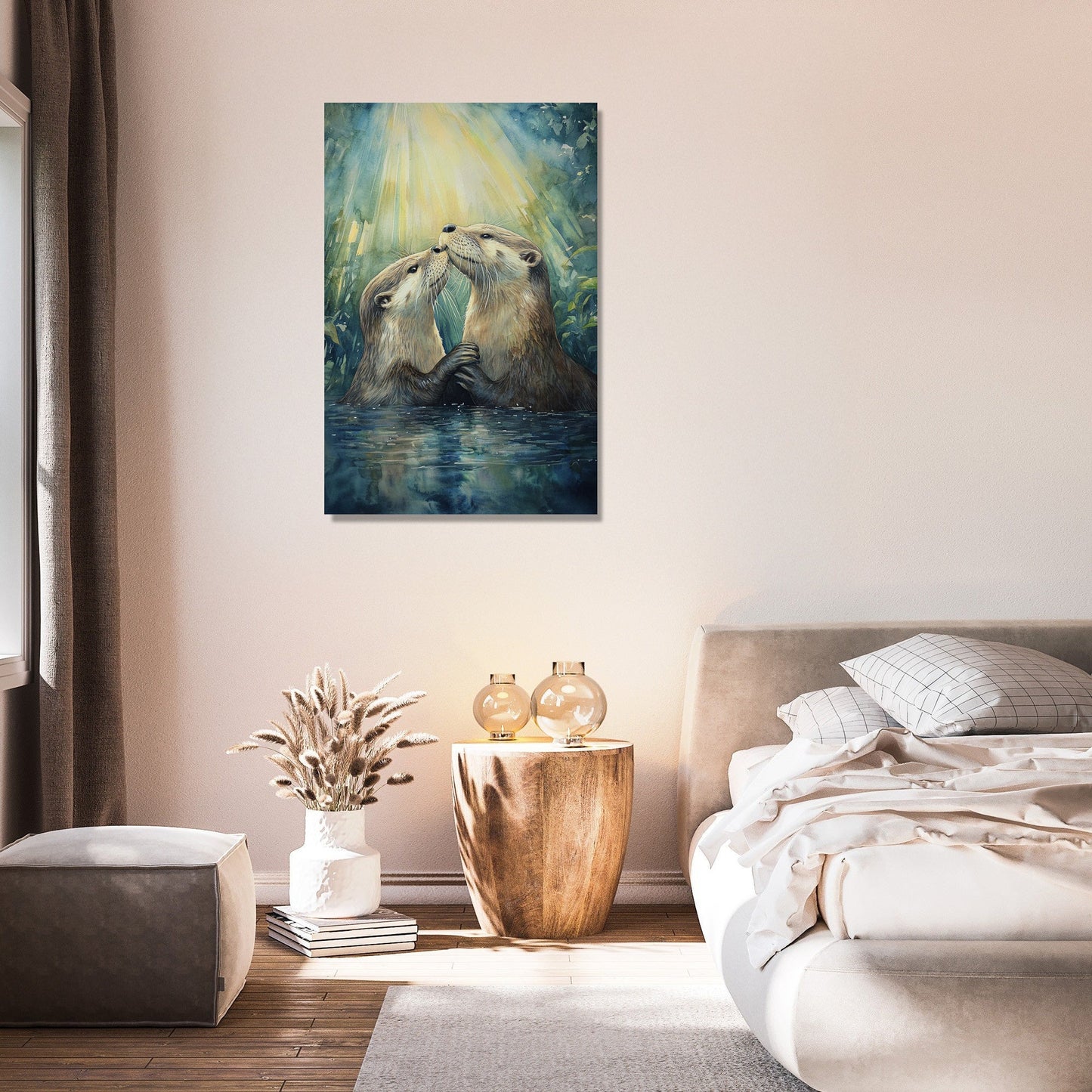 Otters' Embrace on Canvas