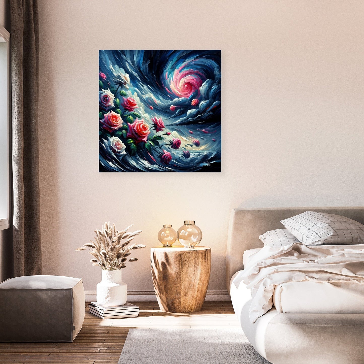 Expressionist Rose Storm Canvas