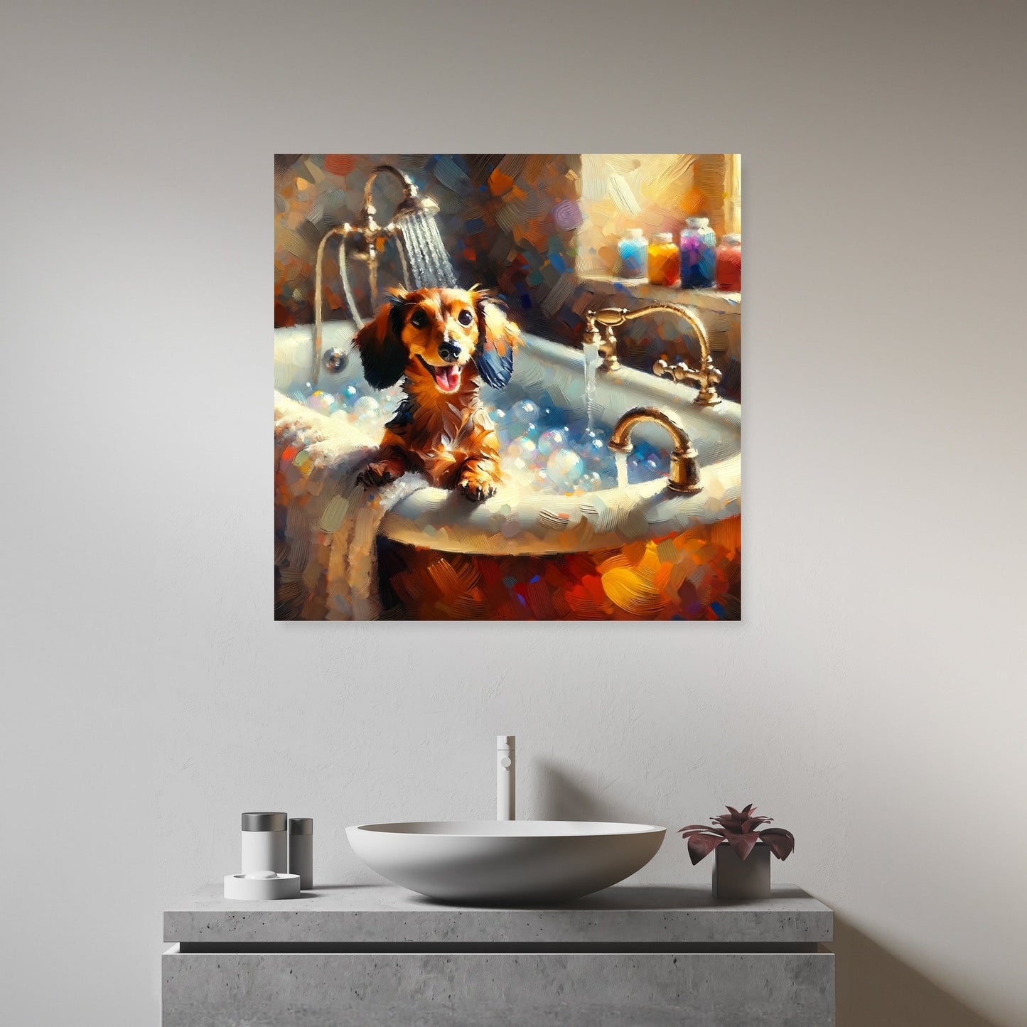 Impressionist Dachshund Soak Canvas