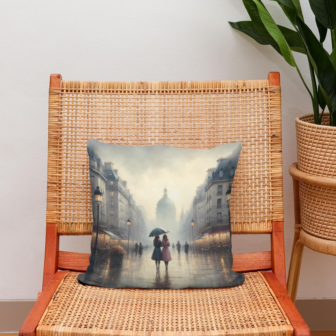 Parisian Spring Rain Cotton Cushion