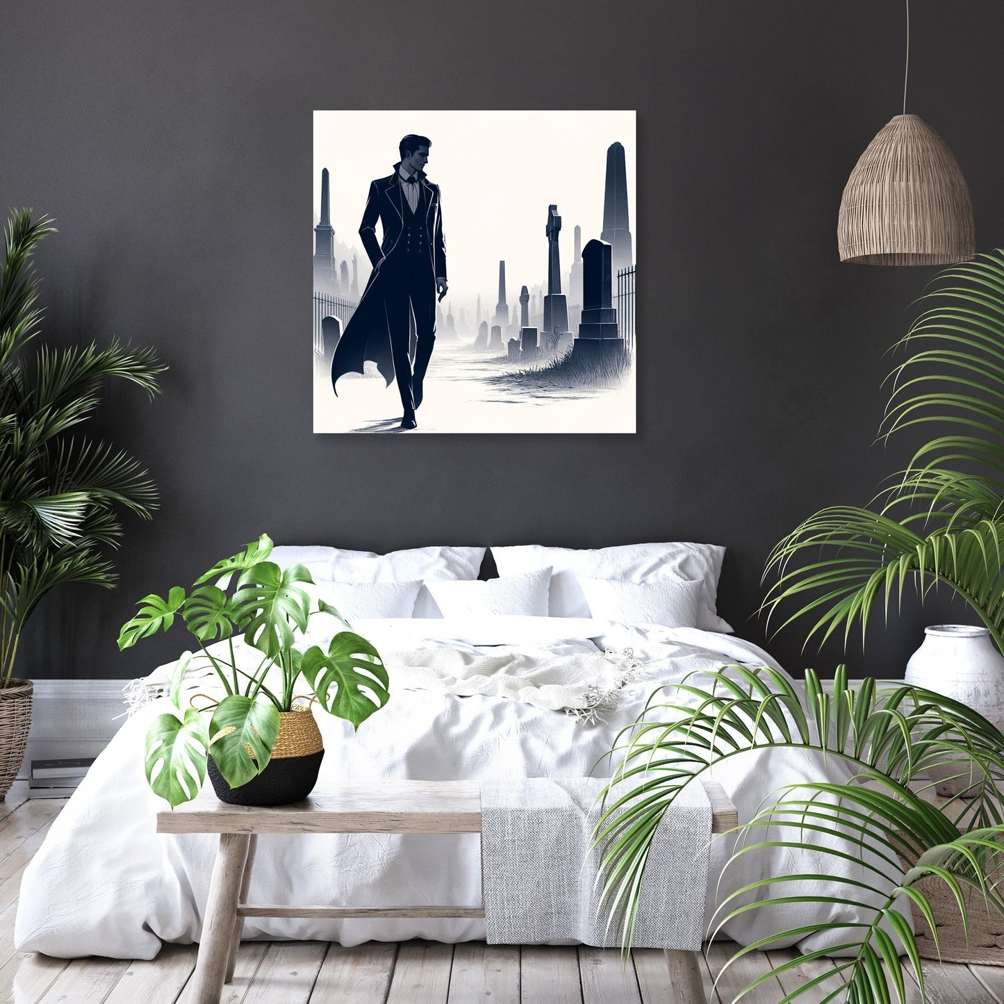 Midnight Cemetery Stroll Canvas