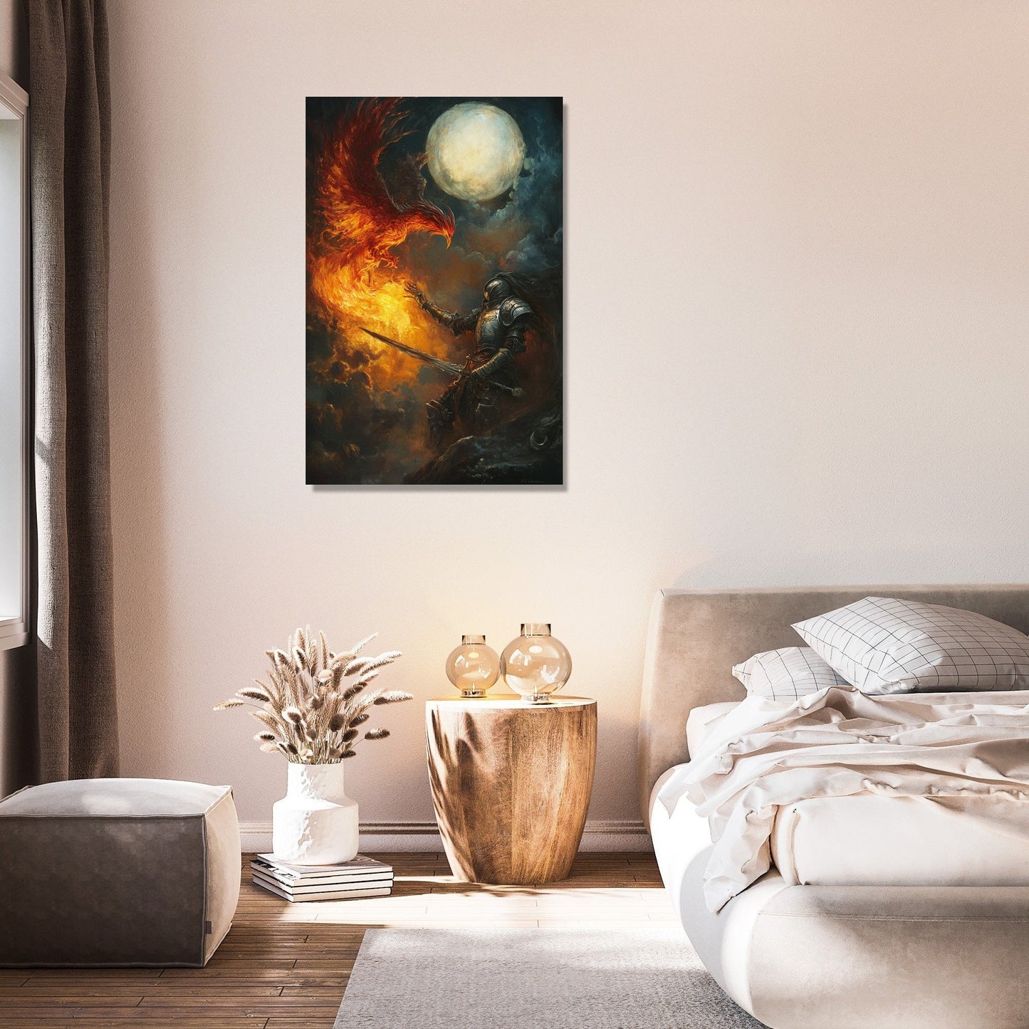Knight's Moonlit Battle Canvas