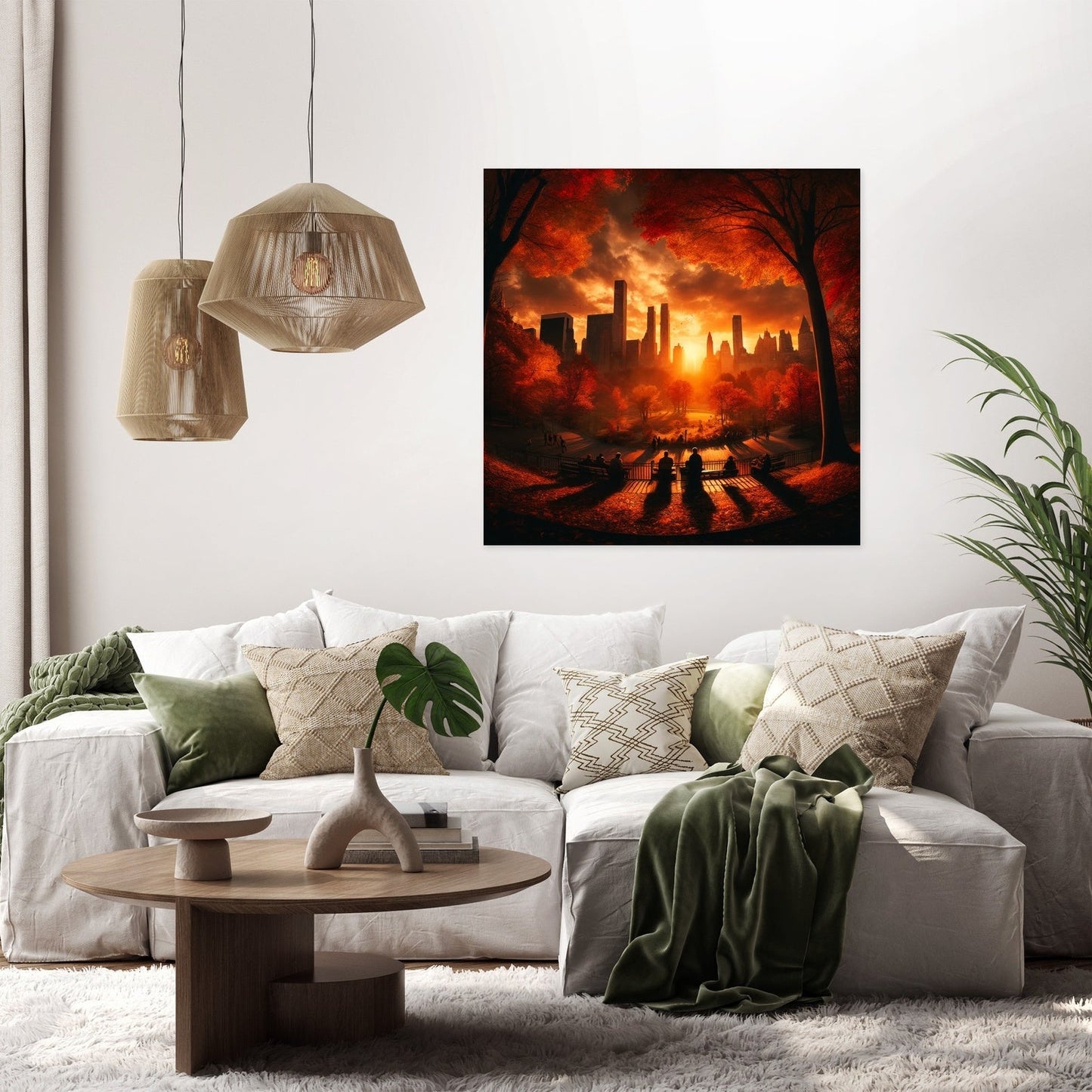Autumn Sunset Silhouettes Canvas