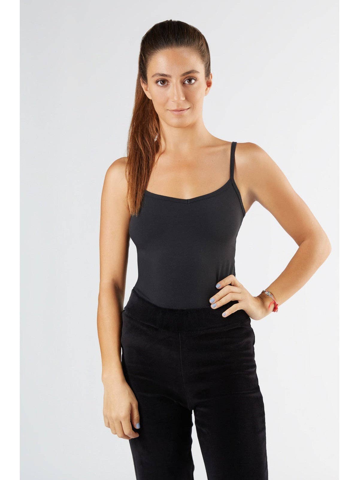 Organic Stretch Vest with Spaghetti Straps: Womens