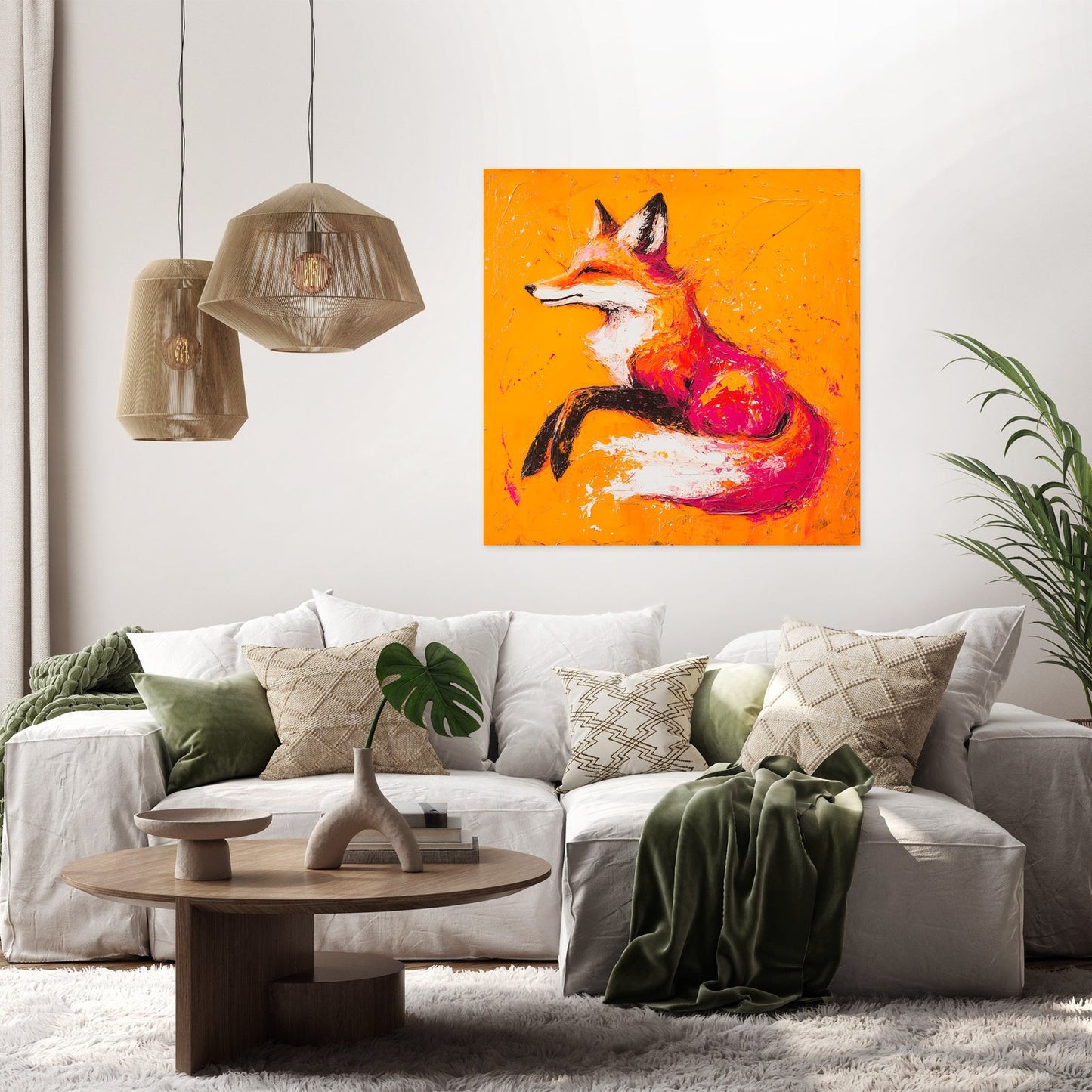 Vibrant Fox on Fiery Canvas