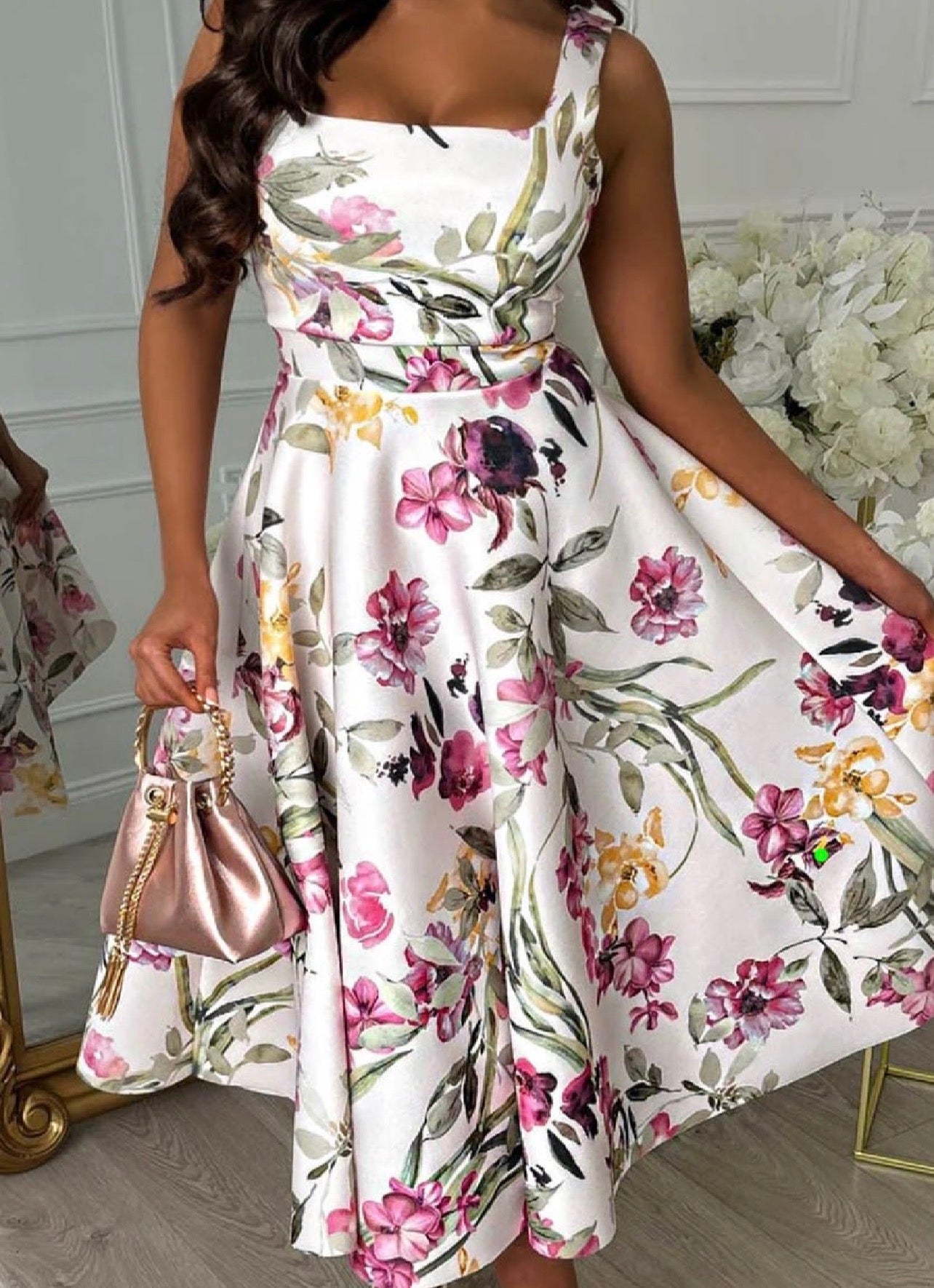 Pink Floral Scuba Foam 3D Mono Jersey Fabric 2 Way Stretch