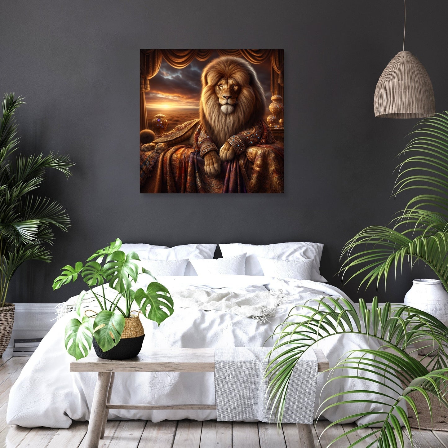 Regal Lion Majesty Sunset Canvas