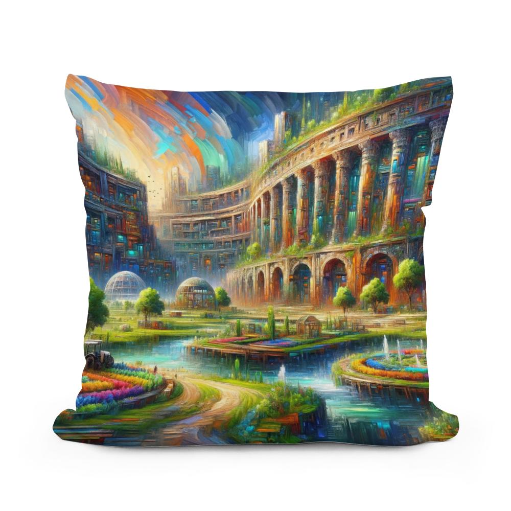 Future Echoes Amidst Ruins Cotton Cushion