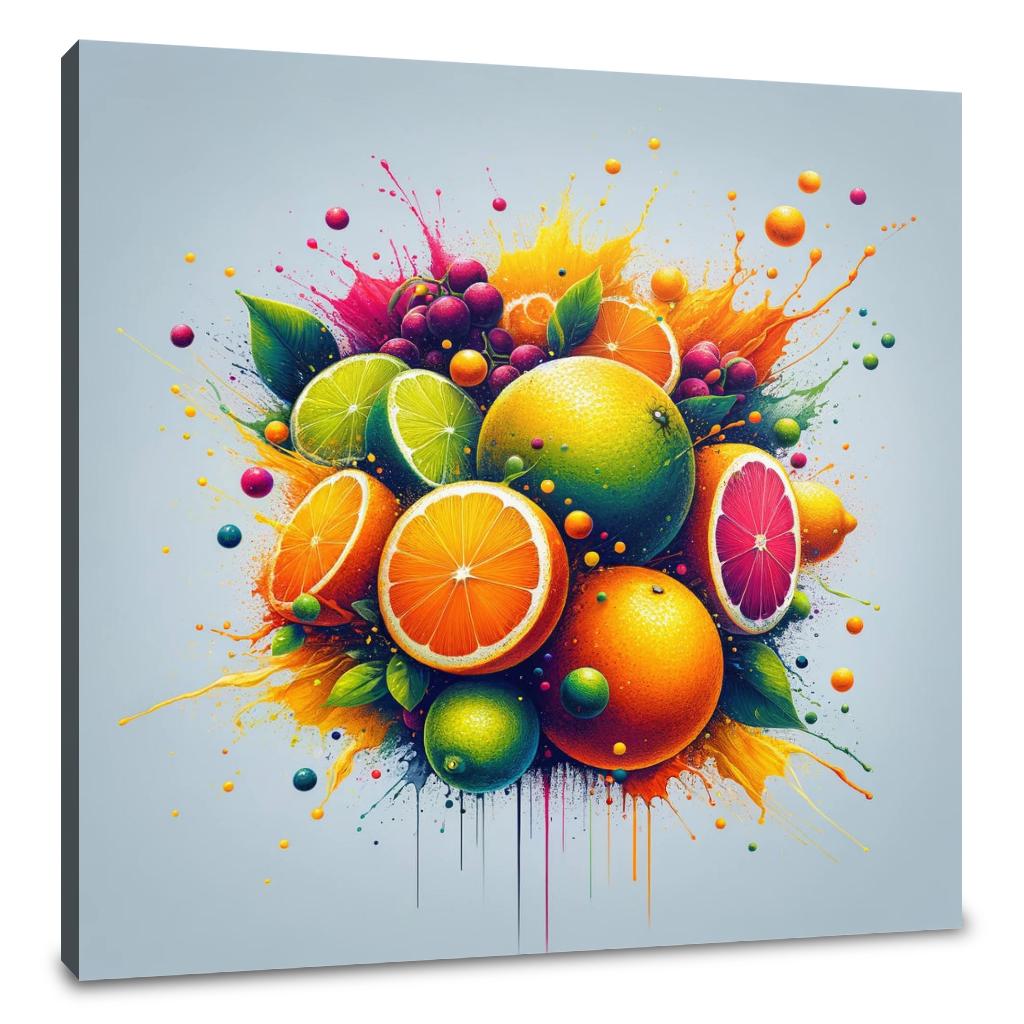 Abstract Citrus Fusion Canvas