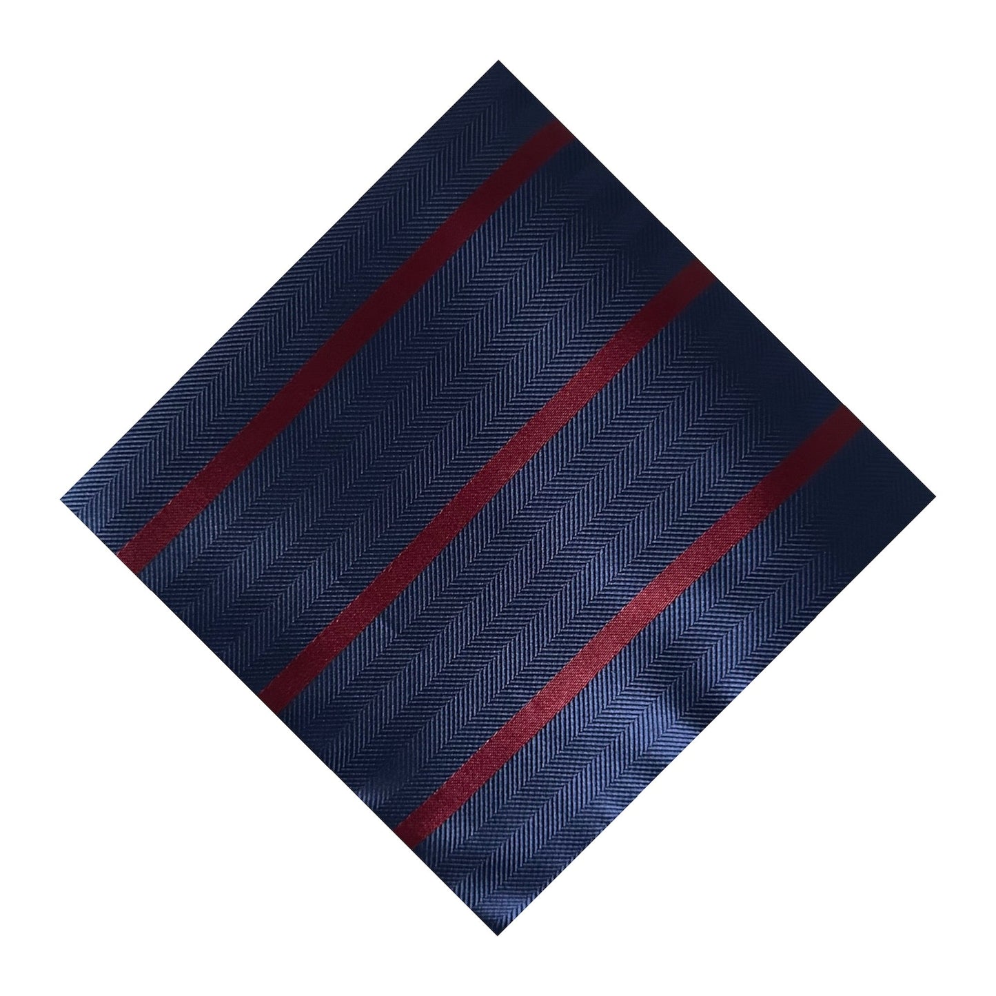 Navy Blue & Wine Stripe Pocket Square - Hawksmoor Edit