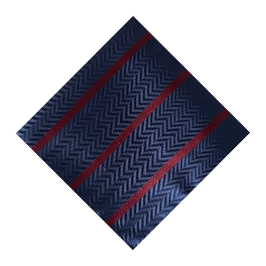 Navy Blue & Wine Stripe Pocket Square - Hawksmoor Edit