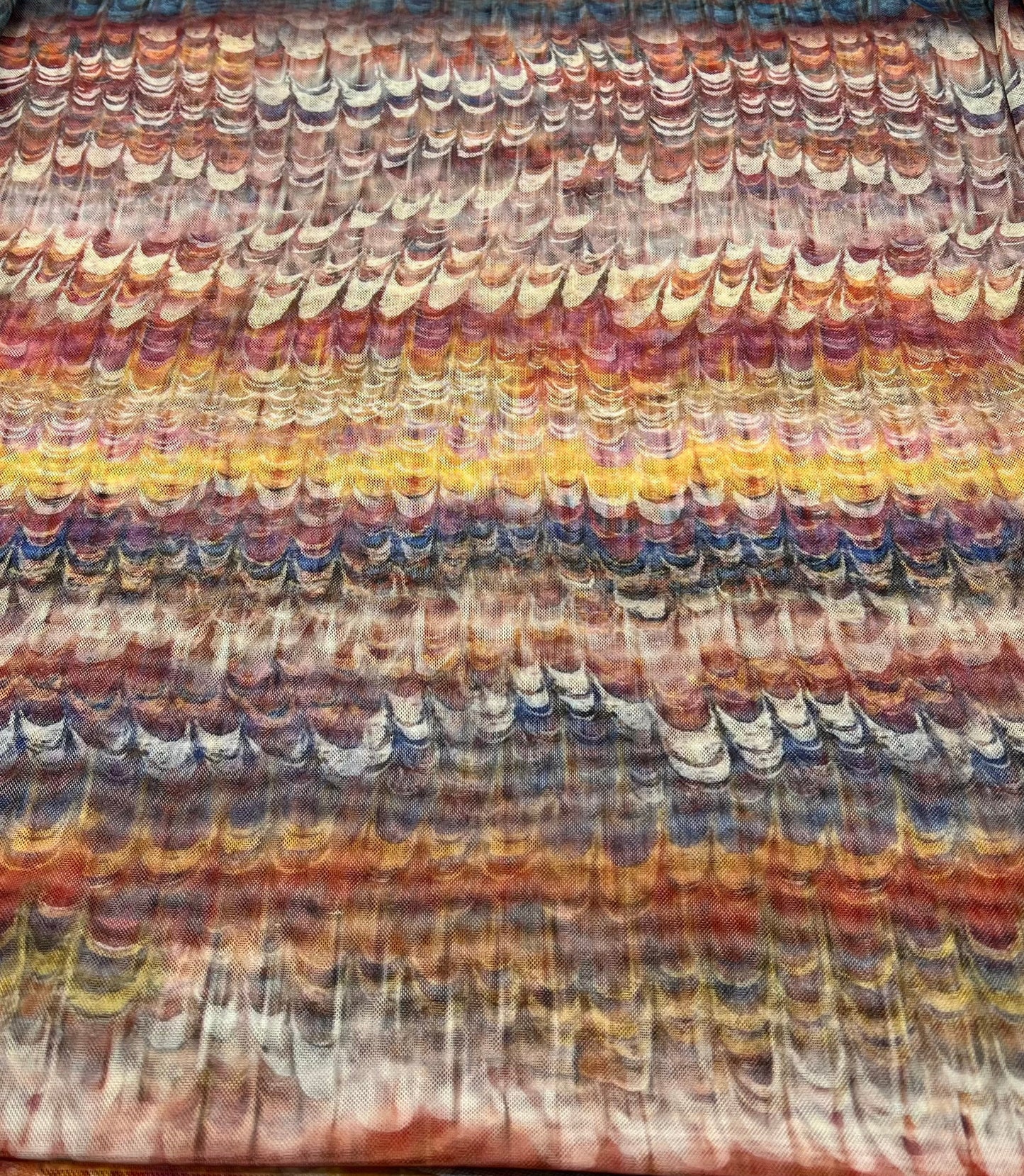 Feather Colourful Stripe Print Mesh Fabric Stretch