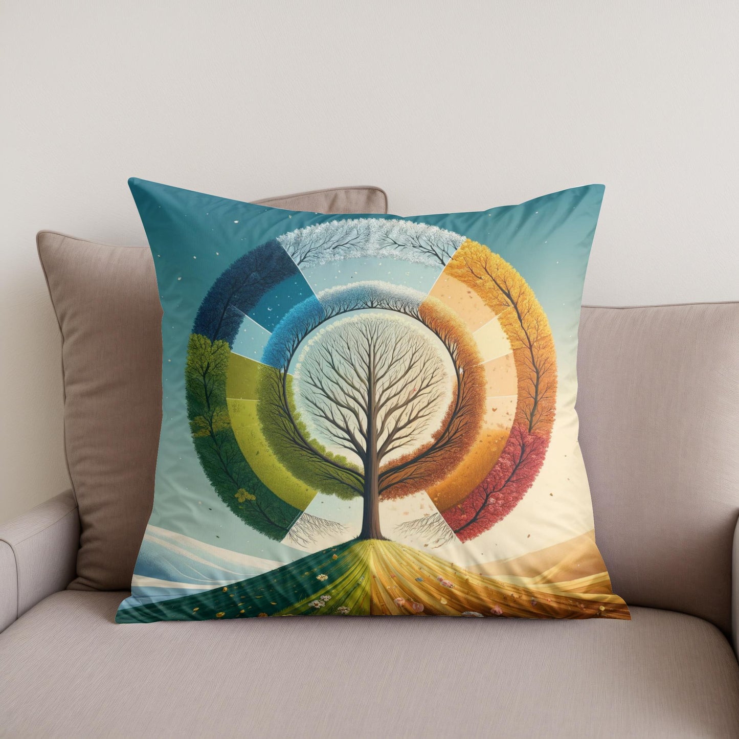 Cycle of Seasons Cotton Cushion