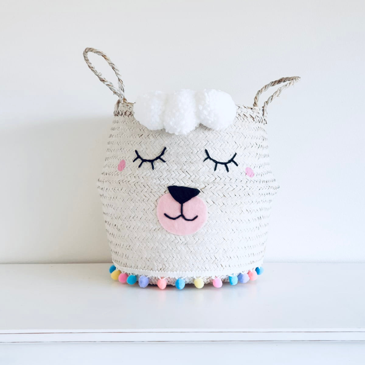 Lucy Llama pom pom Basket - Large