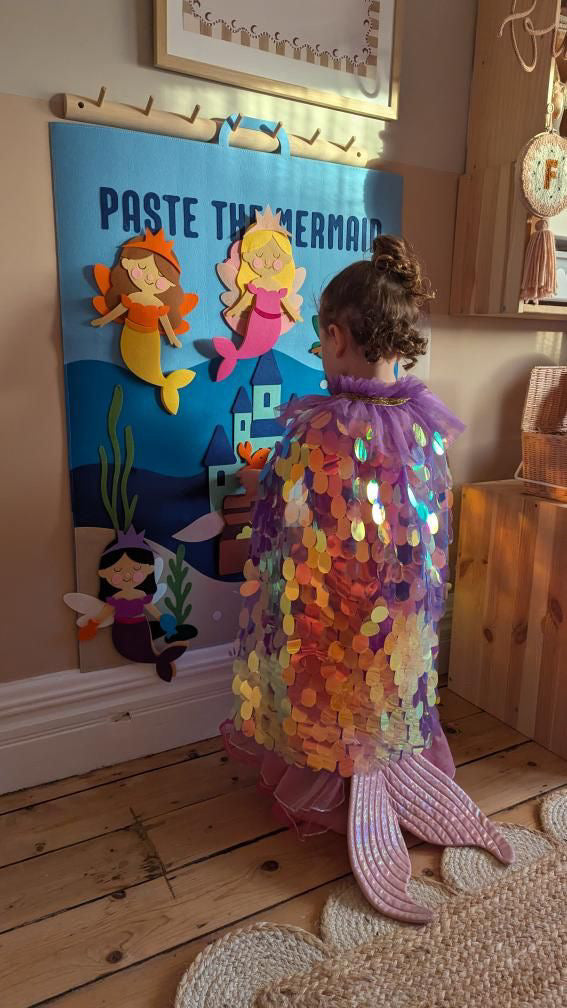 Back in stock: Paste The Mermaid Felt Play Board-Magical Dress up activity for girls