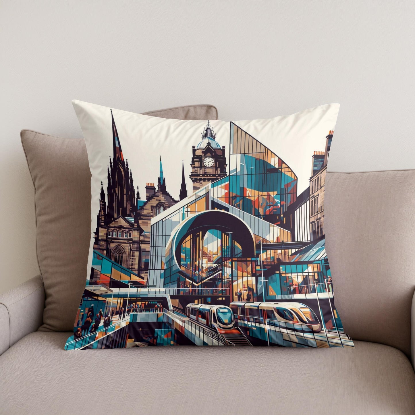 Modern Art Hub Edinburgh Cotton Cushion