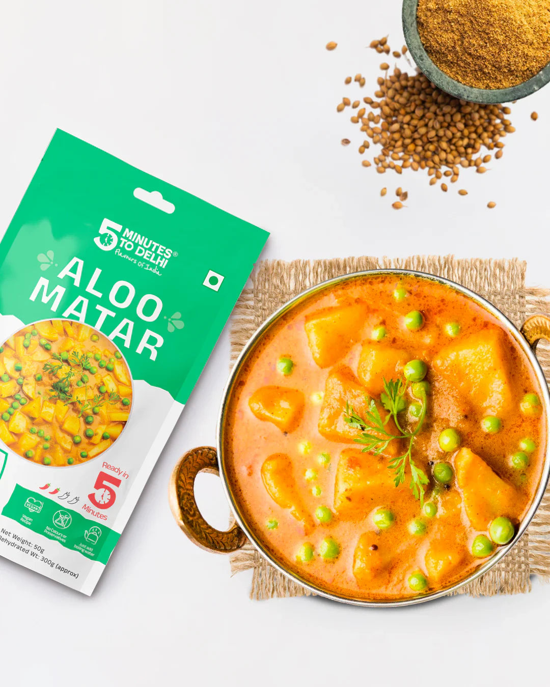 5 Minutes To Delhi- Aloo Matar Camping Meal (Vegan)