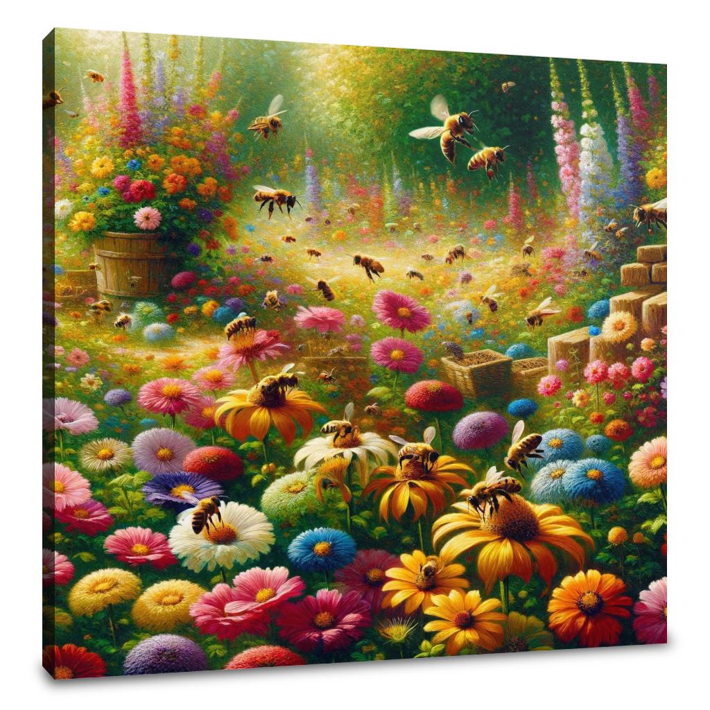 Bustling Garden Life Canvas