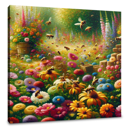 Bustling Garden Life Canvas