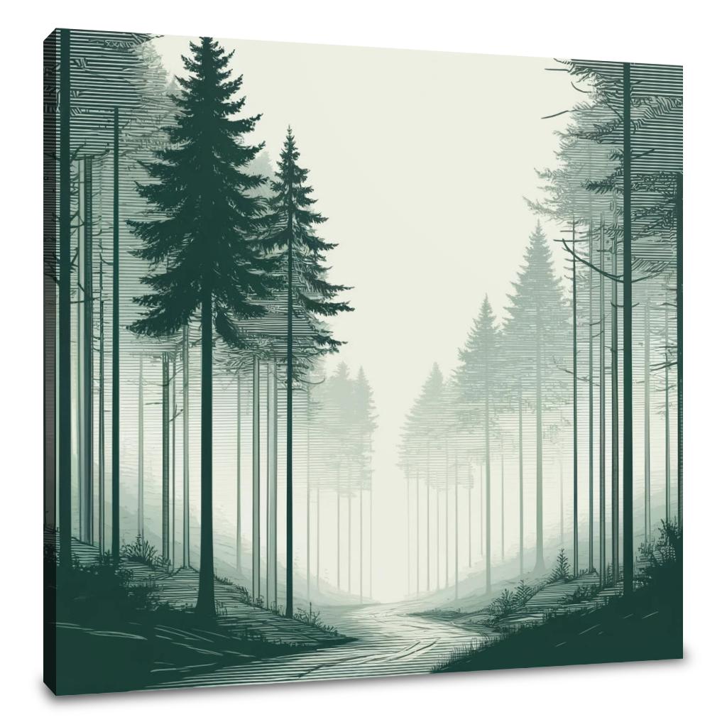 Mystical Forest in Muted Shades Canvas