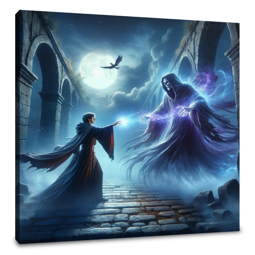 Sorcerer's Moonlit Duel Canvas