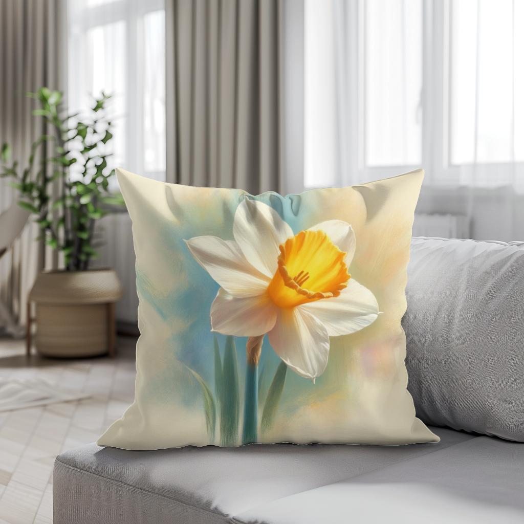 Pastel Spring Daffodil Cotton Cushion