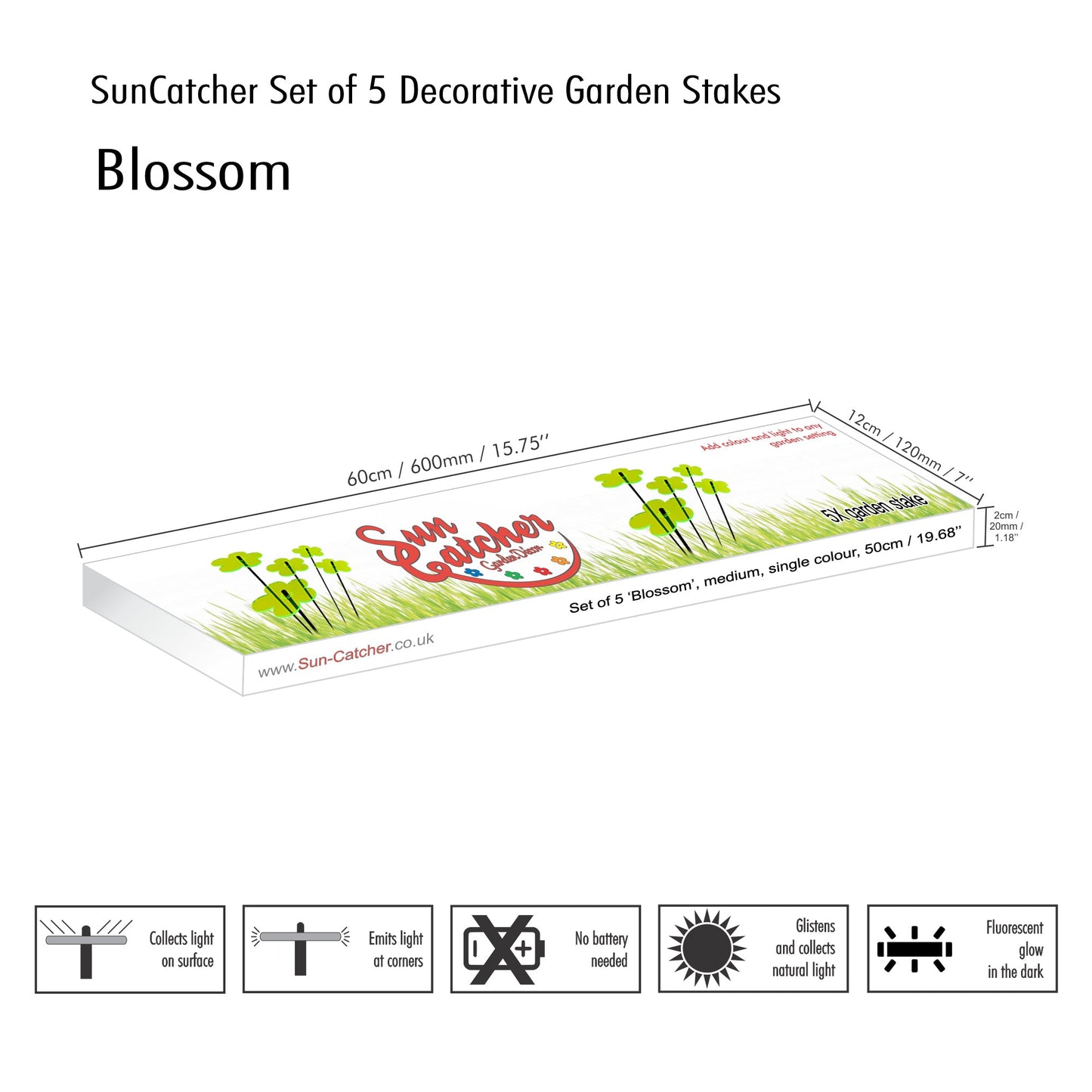 Garden Décor Ornaments Set of 5 'Blossoms' Medium