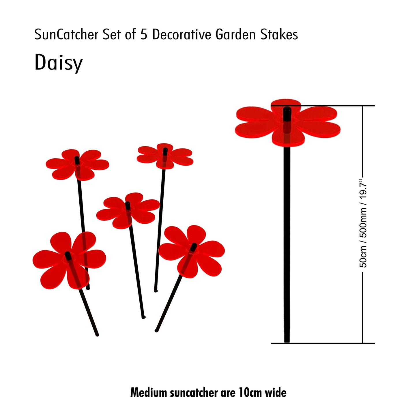 Garden Décor Ornaments Set of 5 'Daisies'