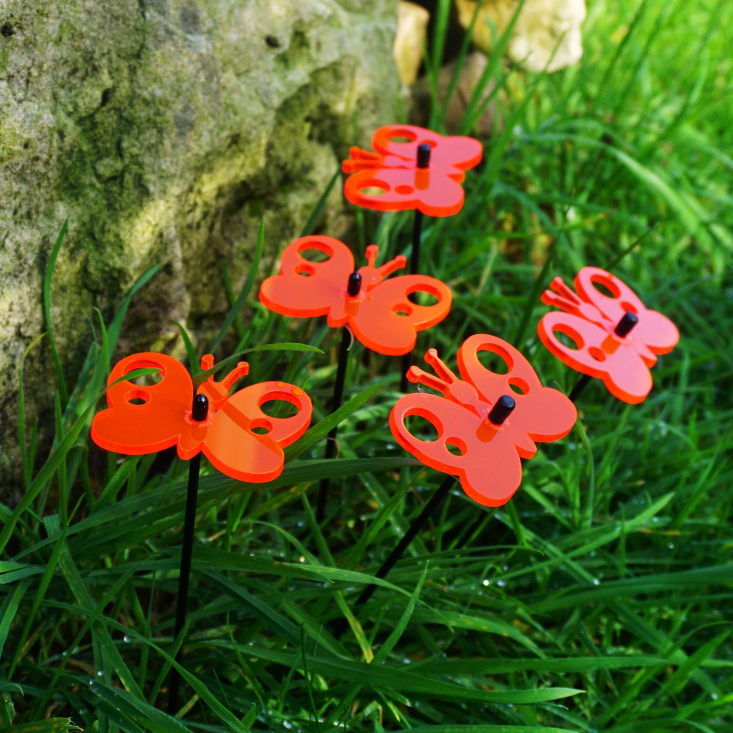 Small Garden Décor Ornaments Set of 5 'Peacock Butterfly'