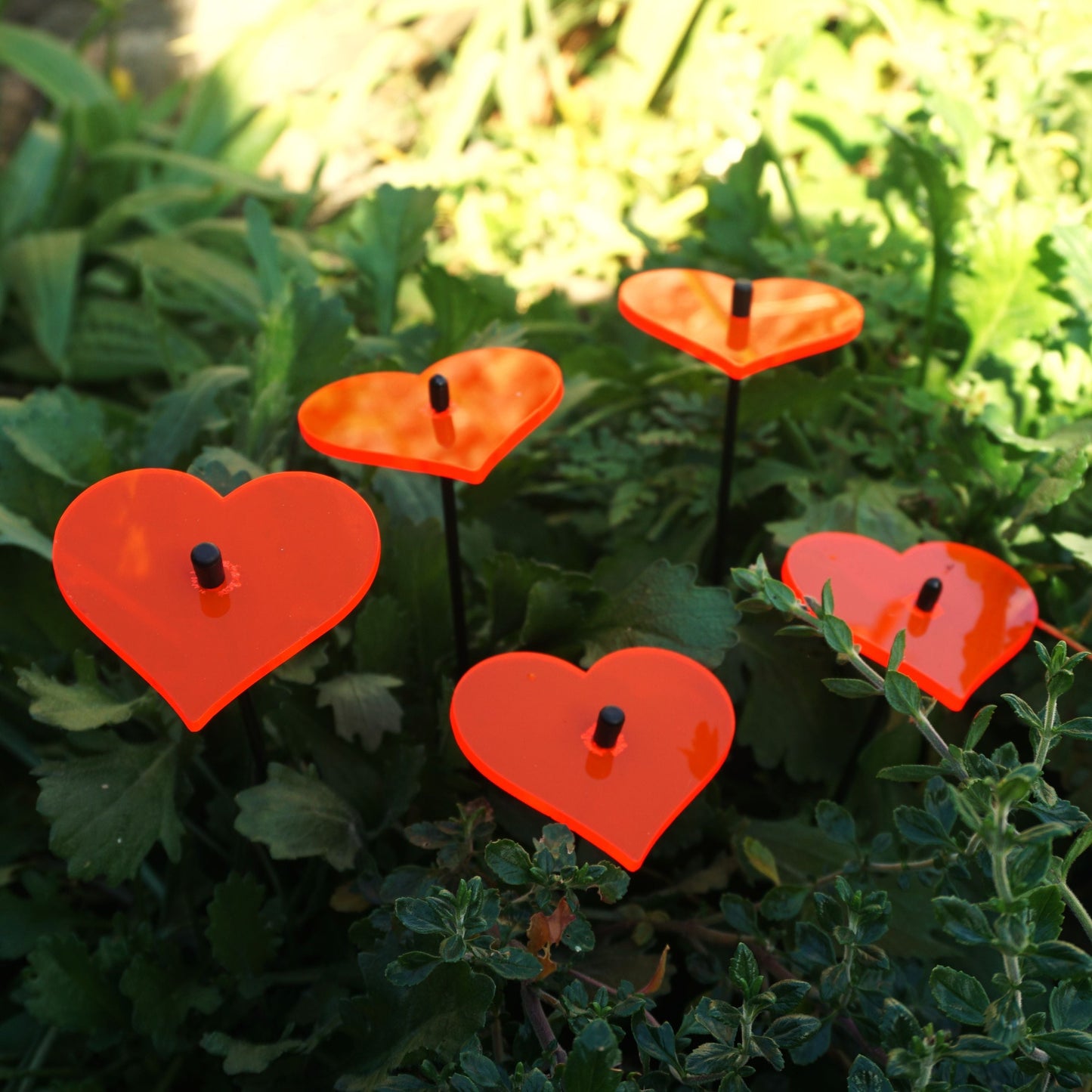 Small Garden Décor Ornaments Set of 5 'Hearts'