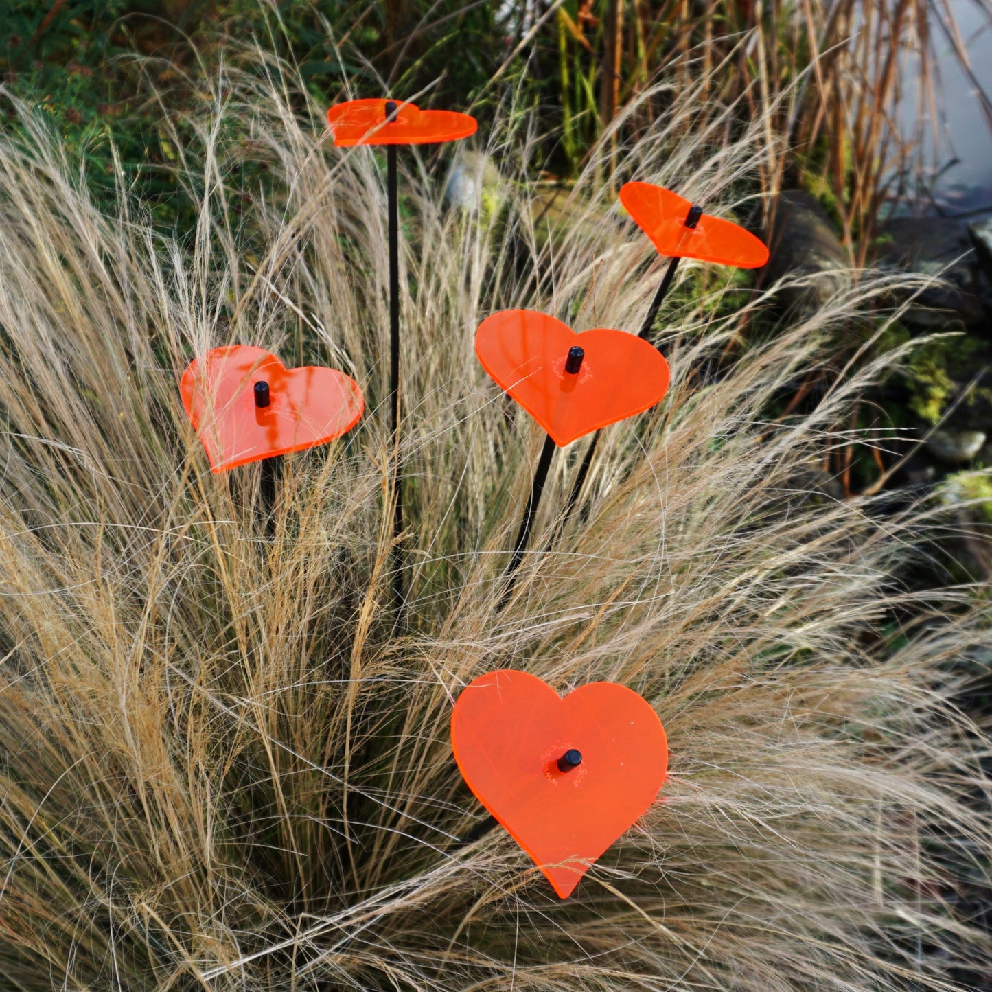 Medium Garden Décor Ornaments Set of 5 'Hearts'