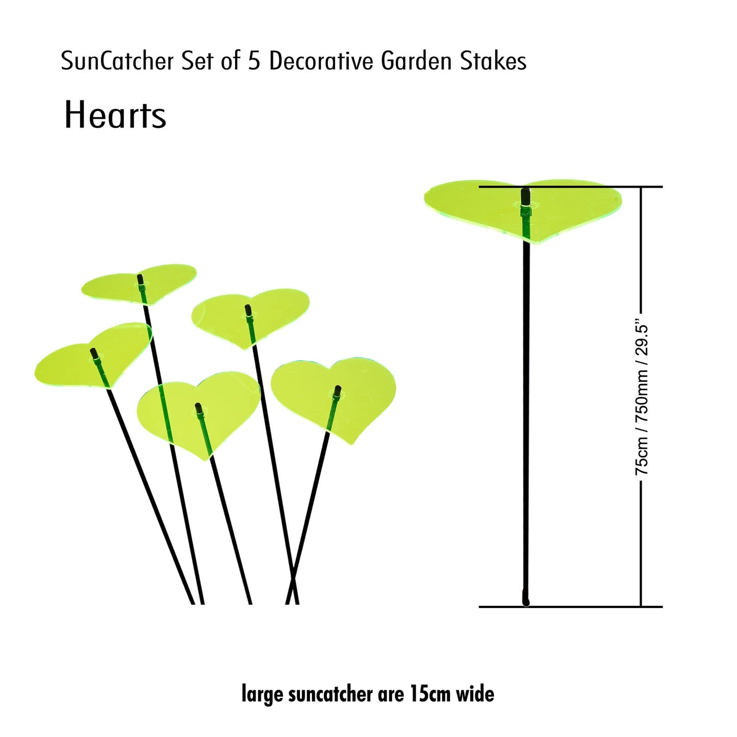 Large Garden Décor Ornaments Set of 5 'Hearts'