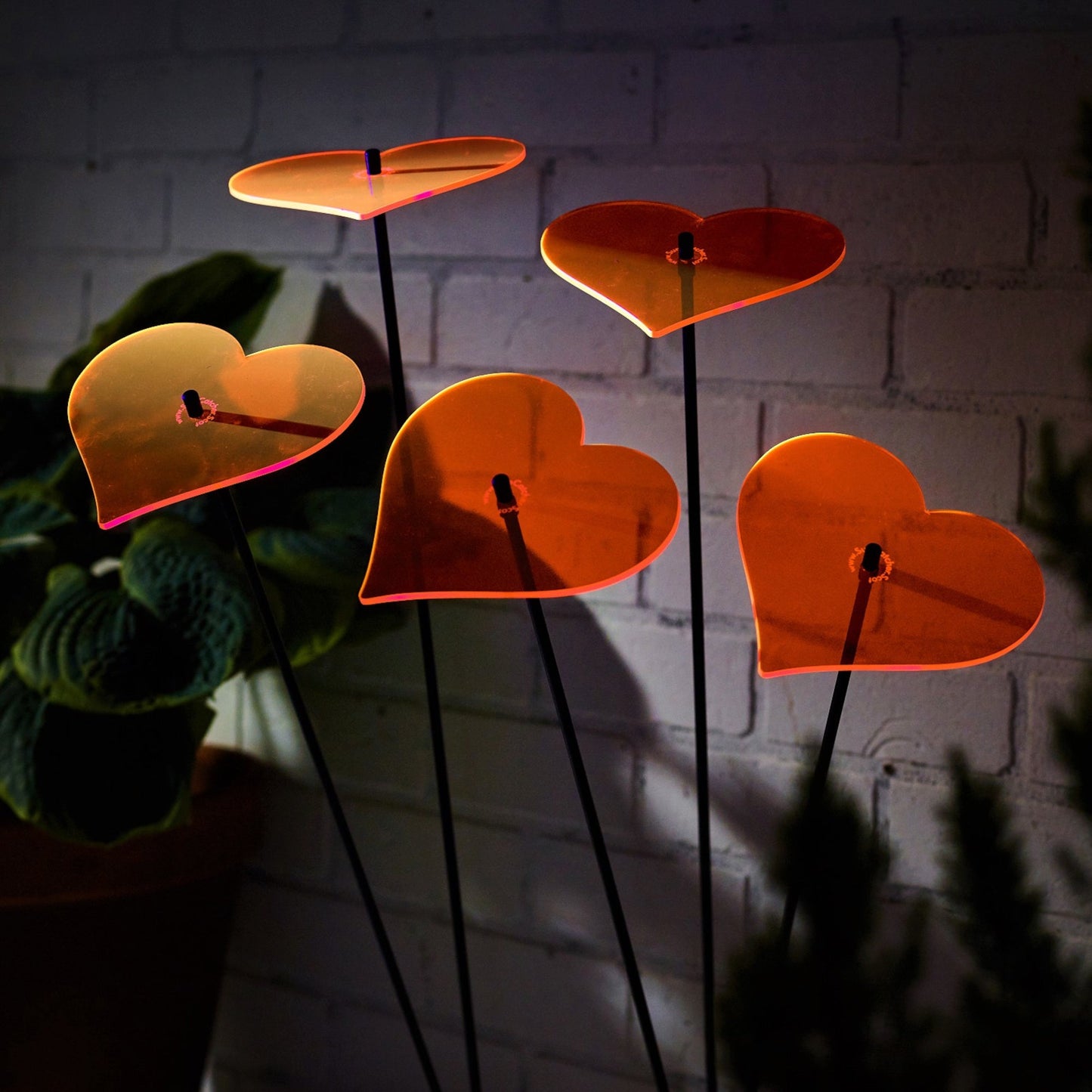 Large Garden Décor Ornaments Set of 5 'Hearts'