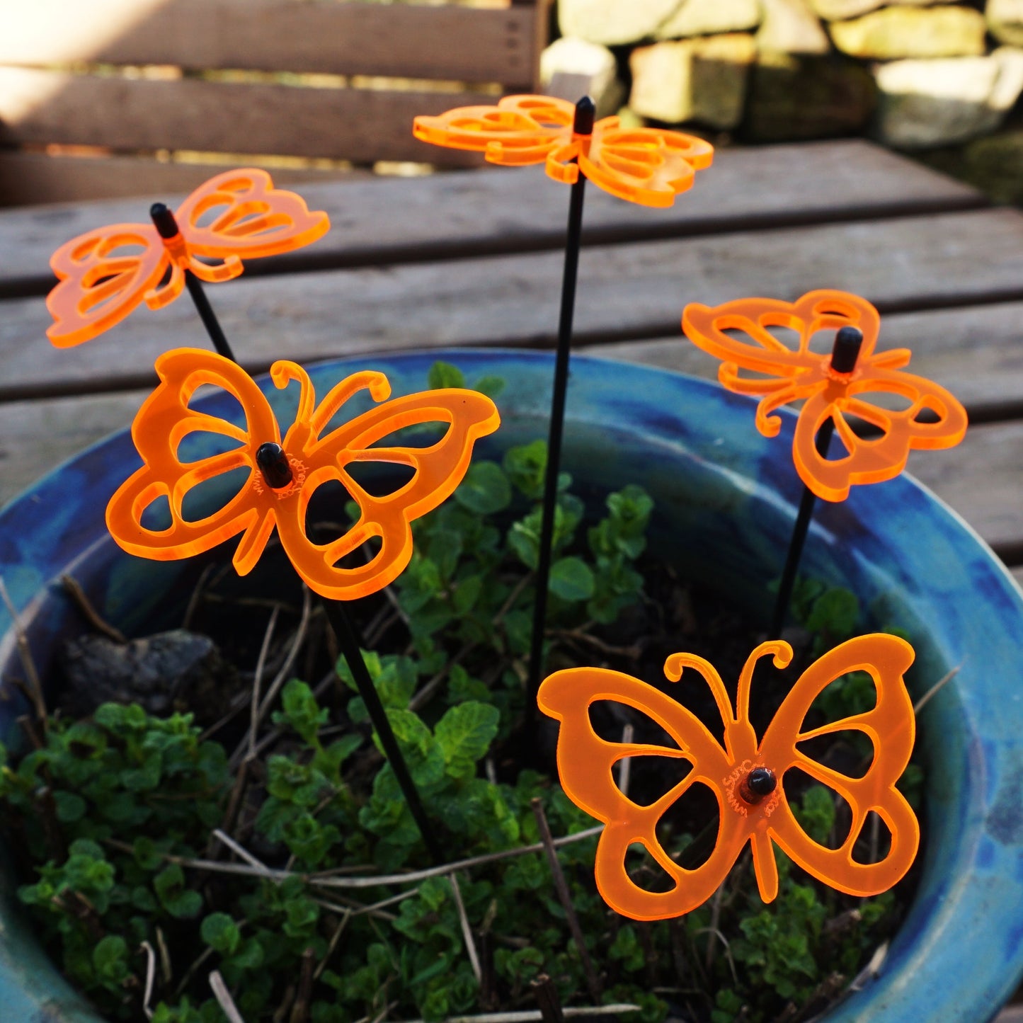 Large Garden Décor Ornaments Set of 5 'Comma Butterflies'