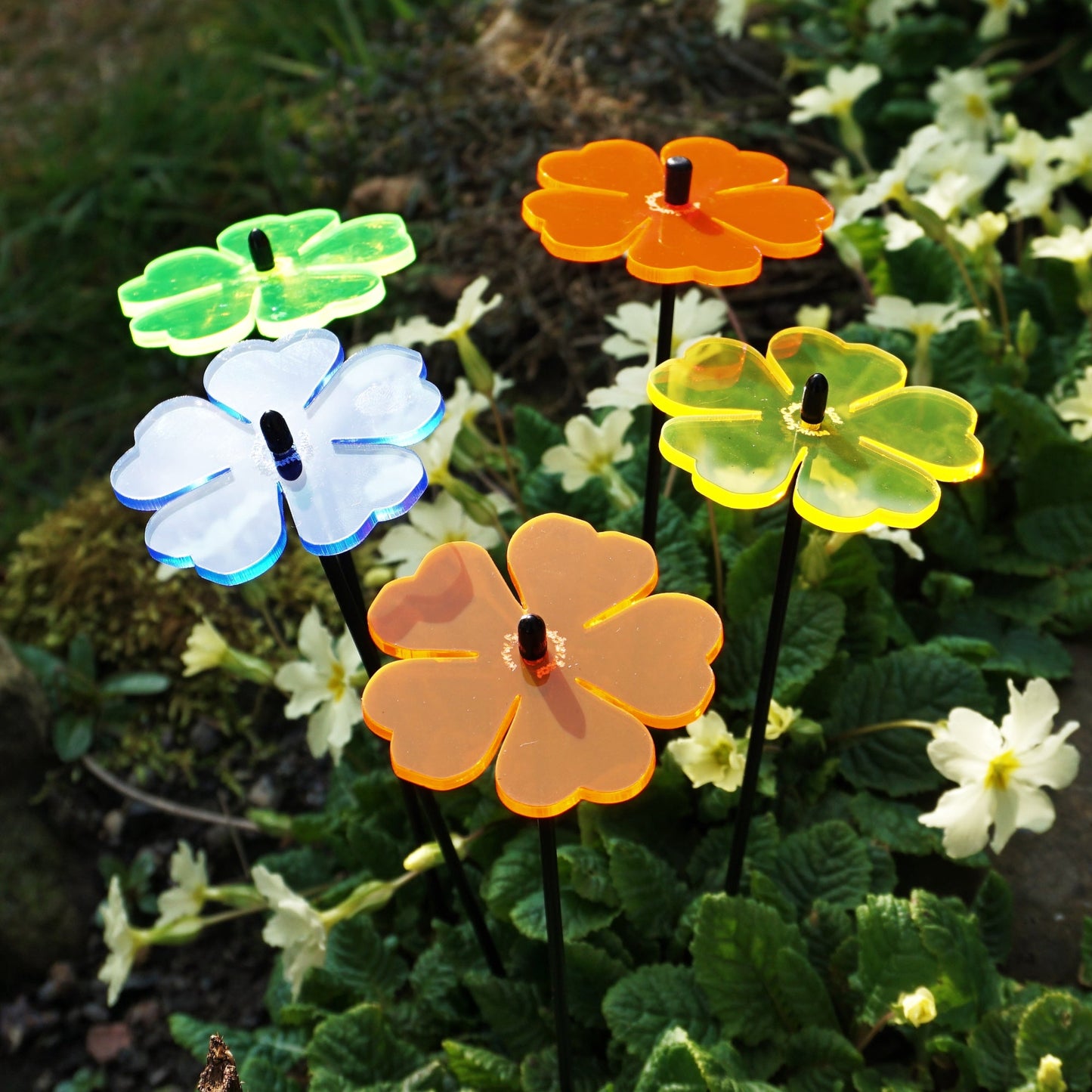 Small Garden Décor Ornaments Set of 5 'Double Blossom'