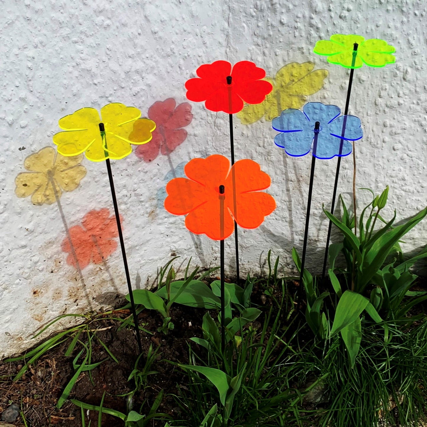 Large Garden Décor Ornaments Set of 5 'Double Blossoms'