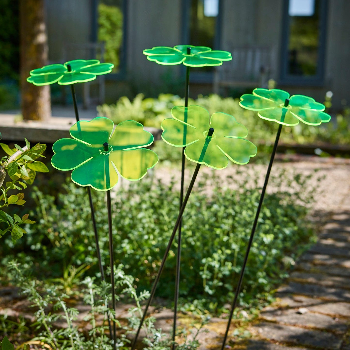 Large Garden Décor Ornaments Set of 5 'Double Blossoms'